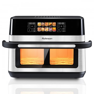 Rohnson Air Fryer με Διπλό Αποσπώμενο Κάδο 12lt Ασημί R-2882